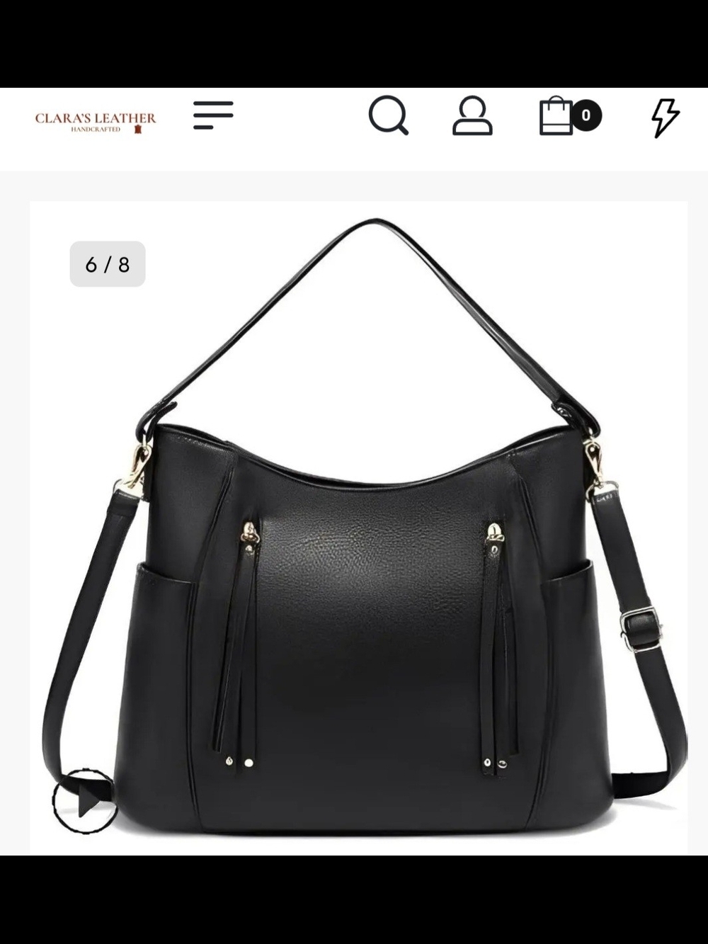 Black Shoulder Hobo Bag with Tassel Accents